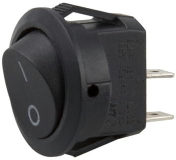 Interruptor empotrable 6A, 23mm, redondo; para controlar dispositivos eléctricos en instalaciones domésticas o comerciales.