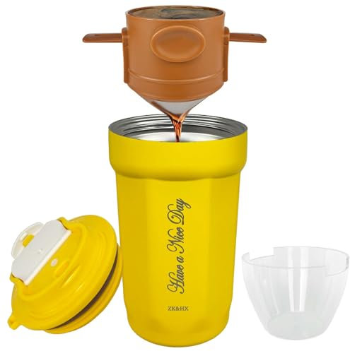 ZK&HX LIFE Pour Over Coffee Maker,Travel Coffee Mug,Insulated Coffee Mug,Camping Coffee Makers,Tea Infuser Mug,Tea Infuser for Loose Leaf Tea,Travel & On the GO