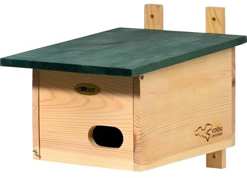 dobar VOBU Nistkasten aus Holz für Mauersegler - Höhlen-Nistkasten mit Ø 64 x 32 mm Einflugloch - Grün