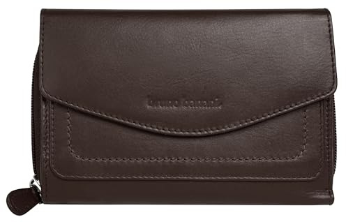 bruno banani Geldbörse Echt Leder Damen | Große Brieftasche mit RFID-Schutz | Portemonnaie mit Münzfach | Geldbeutel für viele Karten braun | 022206