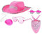 Generisch Rosa Cowboyhut Set für Damen, Filz Western Cowboyhut mit Schals Ohrringe Halsketten Brillen, Pinker Cowgirl-Hut Cosplay Party Kostüm Zubehör, Cowgirl Hüte Spielverkleiden für Mädchen