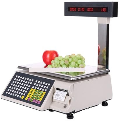 Registrierkasse, Etikettendruckwaage, Kassenwaage, Bonwaage, Etikettendruckerwaage, POS-Einzelhandelswaage mit Drucker, für Einzelhandel & Gastronomie All-in-One-System(15kg)