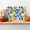 Textured Glass Chopping Board Worktop Saver for Kitchens, Durable, Easy-Clean, Scratch Resistant, Hygienic, Non Slip Feet, Abstract Lemons, Available in Two Sizes (M)