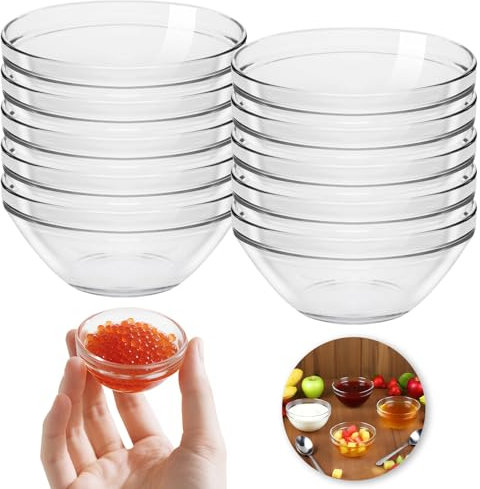 Ferenando 10er-Set Glasschalen Kleine Ø 7.5cm 75ml für Dips, Dipschalen Set Glas Rund, Kleine Schälchen für Dips, Konfitüre, Marmelade, Saucen, Toppings, Gewürze & Soßen Mini Glasschälchen (75ml)