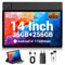 TIGERFU Tablet 14 Pulgadas,Android 14.0 Tablet con Ranura SIM,36GB RAM+256 GB ROM (1TB TF),4G LTE+5G WiFi,Octa Core 2.0GHz,8MP+13MP,11580mAh,BT 5.0,FHD,GPS,Tableta con Lápiz y Funda Protectora (Negro)
