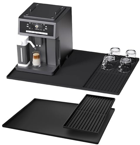 YOZAIUUI Large Silicone Coffee Mat: 60 x 40 cm Non Slip Coffee Machine Tray with Raised Edges Heat Resistant Non-stick Counter Protector for Kitchen Countertops Dish Drying Under Sink