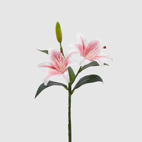 EDG Enzo De Gasperi Giglio con Boccioli Fiori Artificiali 40cm Bianco Rosa