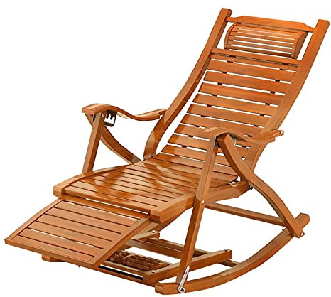 Lsoiup Bambus-Schaukelstuhl, Sonnenliege, Holzstuhl für den Außenbereich, tragbarer Liegestuhl für den Garten, ergonomische Terrasse