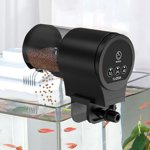 Futterautomat für Aquarium Automat Fische Futterspender: 100ML Groß Kapazität Fischfutter Feeder Feuchtigkeitsbeständig Fisch Futterautomaten Fuer Aquarium Fischtank
