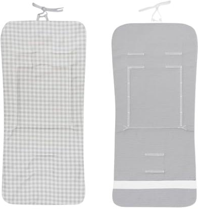 Danielstore Colchoneta Silla Paseo Universal | 80x39cm, 100% algodón | Reversible, transpirable, adaptable, fácil de colocar | Comodidad y protección para bebé (Gris animales)