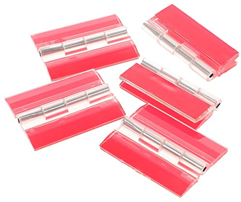 TOBBOMEY 5pcs Adhesive Acrylic Hinges with Pin Self Adhesive Double Sided Tape Flush Hinges for Aquarium Lids Cabinets Glass Doors Boxes and Craft Projects