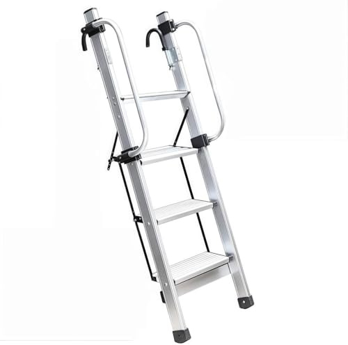 SAYEYBU Scala Alluminio Letto Castello con Corrimano Regolabili, Pedali Pieghevoli, Gradini Larghi Antiscivolo, capacità 150 kg, Scala Pieghevole per Soppalco, Camper, Dormitorio,4 Steps