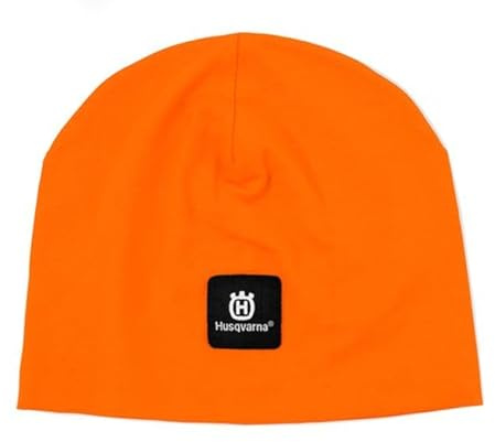 Husqvarna Beanie – wärmend & weich, Leuchtend orange, dünn & leicht, Mütze Unisex One Size, 95% Baumwolle / 5% Elastan, waschbar bis 40° mit dezentem Logo