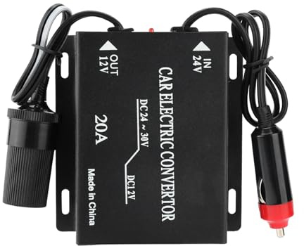 Ailgely 20 A Auto-Spannungsreduzierer, Abwärtstransformator, 24 V auf 12 V, Typ Zigarettenanzünder, für Autoradio, LED, Radio, LKW, Bus mit Überlastschutz