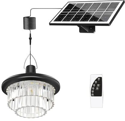 Klaisy Solar Kristall Kronleuchter Außenleuchte Wetterfest ABS PC Acryl Design Auto Dimmen für Garten Terrasse Dekoration ABS PC Acryl Solarleuchte