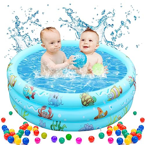 TOPJOWGA Planschbecken Baby, Aufblasbares Kinderpool Pool Ø90, Aufblasbares Schwimmbad, Aufblasbares Planschbecken, Aufblasbarem Pool Rund