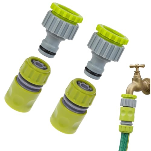 4 Pieces Kit Raccord Robinet Tuyau Arrosage Adaptateur Robinet 1/2 3/4 Pouces 2 en 1 Connecteur Robinet Raccord Rapide 1/2 Pouces Deux Voies Nez de Robinet Embout Tuyau Adaptateurs Irrigation Jardin