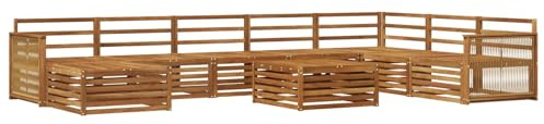 vidaXL Outdoor-Sofagarnitur 9 pcs Natur Massivholz Akazie, Gartenmöbel, modernes Outdoor-Sofa-Set, Akazienholz, modulares Sofa, ideal für Pool und Terrasse