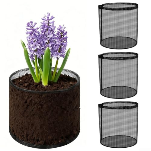4 Pcs Reusable Mesh Pond Planting Bags, Breathable for textilene Water Garden for Aquatic Plants Lily Lotus, Round Mesh Pots for Pond Liner