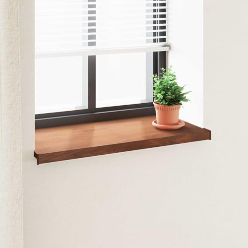LoogCape Fensterbank Braunes Holz 60 x 40 x 4,5 cm PVC für Innen- und Außenbereich, einfache Montage, wetterfest, pflegeleicht, vielseitig einsetzbar, ideal für Dekoration und Pflanzen