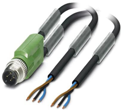 PHOENIX CONTACT SAC-3P-M12Y/2X1.5-PUR Sensor/Aktor-Kabel, 3 Polig, PUR Halogenfrei, Ungeschirmt, Stecker Gerade M12, 1.5m Kabellänge, Schwarz/Grau