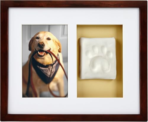 Pearhead Dog or Cat Paw Prints Wall Frame With Clay Imprint Kit, Pet Sentiment Keepsake, Memorial Picture Frame, Espresso