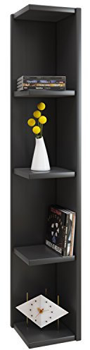 VCM Holzregal stehend | platzsparendes Regal | Maße: H. 97 x B. 15 x T. 17 cm | Elegantes Regal stehend | Aufbewahrungsregal | Bücherregal - Honsa Schwarz