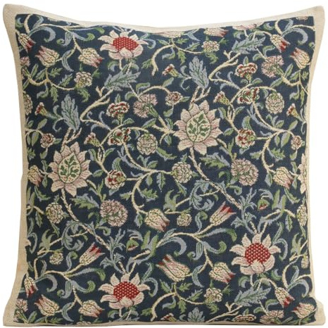 Charlotte Home Furnishings Inc. Fleurs de Morris Blue Cushion Wholesale - H 18 x W 18