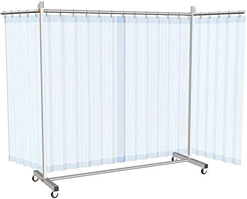 Mobile, fahrbare Schutzstellwand mit Lamellen transparent, 3-teilig, B370 x H210cm, Staub-, Schmutz-, Spritzschutz, für Werkstatt, Gewerbe, Baustelle