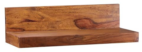 Wohnling Wandregal Mumbai Massiv-Holz Sheesham Holzregal 60 cm Landhaus-Stil Hänge-Regal Echt-Holz Wand-Board Natur-Produkt