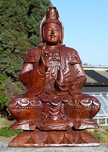 Wogeka Super schöner 30 cm Dewi Kwan Medizin Buddha Meditation Holz Budda Feng Shui BDEWI30