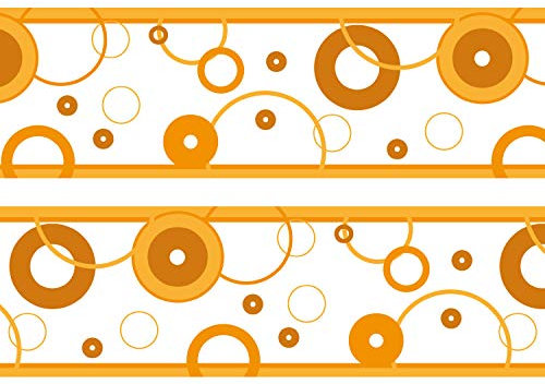 wandmotiv24 Bordüre Bubbles 260cm Breite - Selbstklebend Borte Tapetenbordüre Bordüren Borde Wandborde Blasen orange Muster M0008