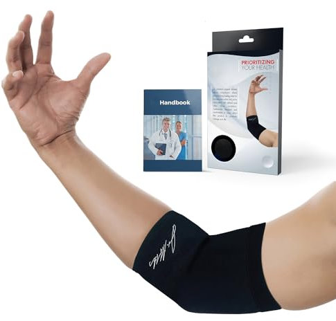 Von Ärzten Entworfen, Ellenbogenbandage Tennisarm mit Kupfer, Armbandage für Golferarm, Arthrose, Ellenbogenschoner für Ellbogenkompression & Unterstützung, Ellenbogen Bandage, Schwarz, L