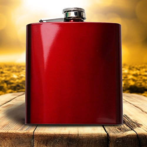 Roja Petaca 6 oz – 177 ml | Schöne funda Botella para Alcohol, Rojo Brillante lacado