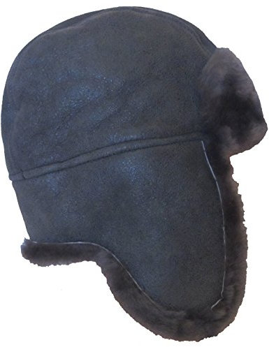 Felltrade Herren Lammfell Schaffell Fliegermütze Chapka Bomber Hut (M, Kamel)