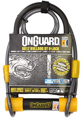 OnGuard Bulldog DT 8012 Bike U Lock with Cable - Sold Secure Silver
