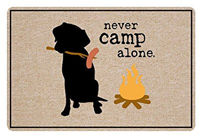 NETHNDBWEV Personalized Welcome Mat Hello Mat - Custom Never Camp Alone Dog Funny Doormat Entrance Mat Floor Mat Rug Indoor/Outdoor/Front Door/Bathroom Rubber Mats