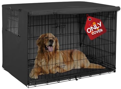 Explore Land 121,9 cm Abdeckung für Hundekäfige, strapazierfähig, Polyester, Sonnenschutz, universelle Passform für Drahtkäfig (Schwarz)