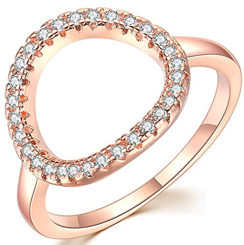 Jude Jewelers Silver Rose Gold Open Circle Karma Promise Statement Ring, Metal, Cubic Zirconia