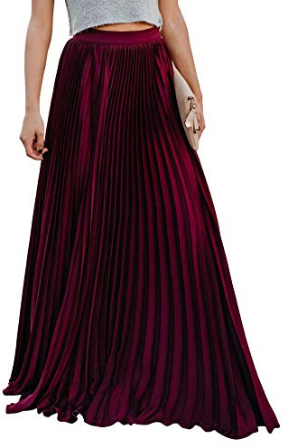 ebossy Fließender, plissierter Maxirock mit hoher Taille, für Damen, aus Chiffon
