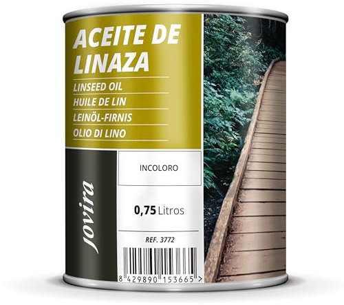 JOVIRA PINTURAS Huile De Lin 0,75 L (100% Pure Naturelle) Protection, nutrition et entretien du bois. (750 Millilires)