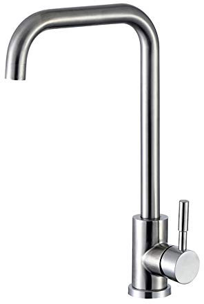 KINSE Einhebel Küchenarmatur Edelstahl | 360° Schwenkbar Spültischarmatur | Hochdruck Wasserhahn für Küche | gebürstet matt