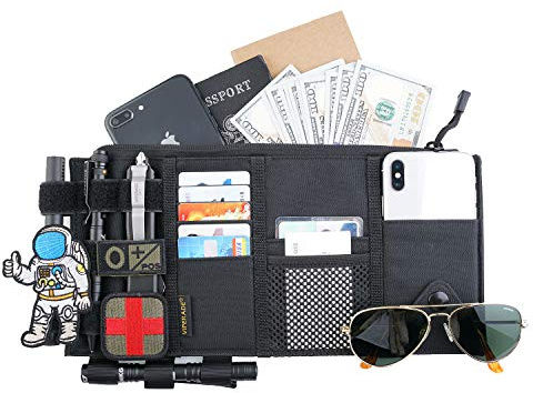 VIPERADE TCS1 Car Sun Visor Organizer, Truck Visor Organizer, MOLLE Tactical Visor Organizer Auto Accessories Document Holder Sunglass Insurance Storage Pouch Organizer (Black)