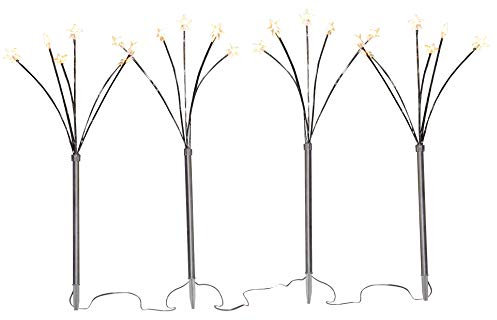 Garten Stecker Stern 60 cm Batterie betrieben - 4er Set / 24 LED - Weihnachts Deko Leuchtstab mit Timer für Außen