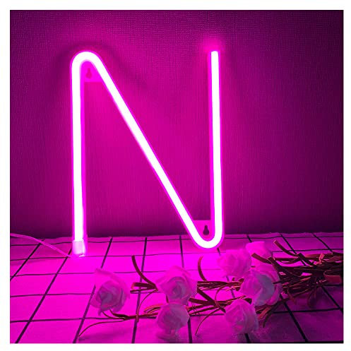 ENUOLI Neon Light Letter N Pink LED Alphabet Letters Signs A-Z Neon LED Neon Words Signs Letter Neon Light Sign Girls Light up Birthday Party Event Festival Christmas Birthday Gifts for Woman(N)