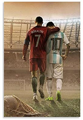 KKMM Fußball-Poster Legende Star Fan-Kollektion Leo Messi Dekorative Malerei Leinwand Wandkunst Wohnzimmer Schlafzimmer Gemälde 50 x 75 cm