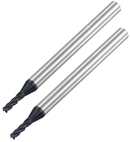 sourcing map 2 Stück VHM Schaftfräser 2 mm, 4 Zähne Klingenlänge 6 mm Geschwärzt (passiviert)-Beschichtung CNC Fräser für Edelstahl, Verbundwerkstoffe und Legierungen, Schwarz