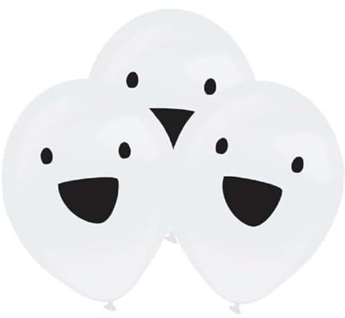 amscan Luftballons Ghost led 27,5 cm Latex weiß/schwarz 4 Stück
