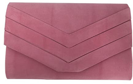 Lifup Pochette Donna Morbida Scamosciato Borsa a Tracolla Borsa da Sera Borsa a Mano con Catena Staccabile Rosa