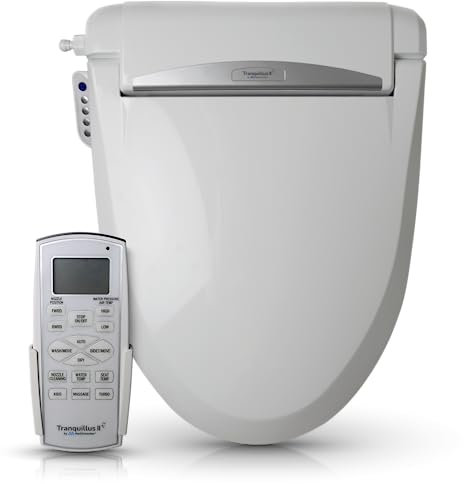 Tranquilus II- Bidet Electric Elongated Seat- Detachable Remote Control + ADA Compliant, Water & Air Temperature Adjustable, Soft Close Lid- Made in Korea
